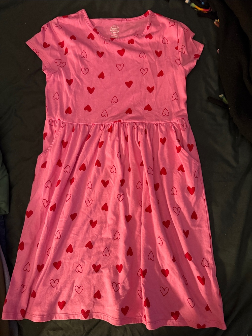 wonder nation Pink Dress with Red Heart Print